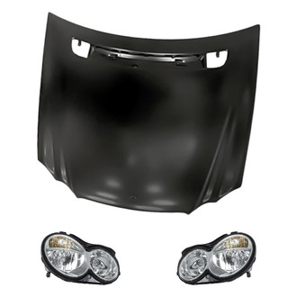 Replacement - 3-Piece Kit (Driver and Passenger Side Headlights, Hood Panel) (Standard Line)