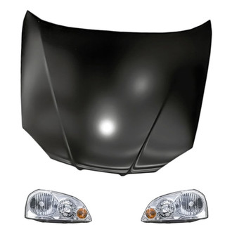 Replacement - 3-Piece Kit (Driver and Passenger Side Headlights, Hood Panel) (Standard Line)