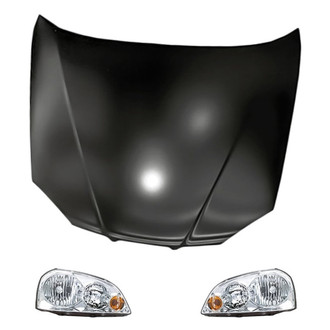 Replacement BNDL-281428 - 3-Piece Kit (Driver and Passenger Side Headlights, Hood Panel) (Standard Line)