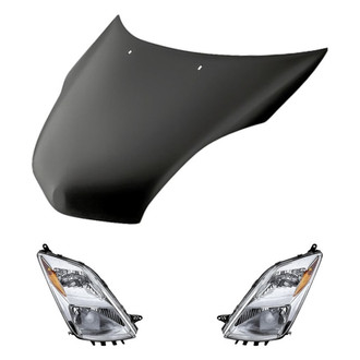 Replacement - 3-Piece Kit (Driver and Passenger Side Headlights, Hood Panel) (Standard Line)