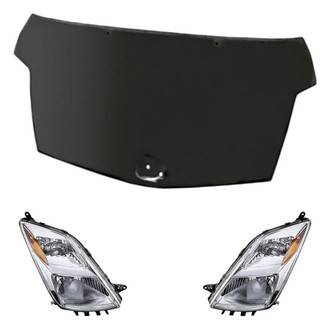 Replacement - 3-Piece Kit (Driver and Passenger Side Headlights, Hood Panel) (Standard Line)