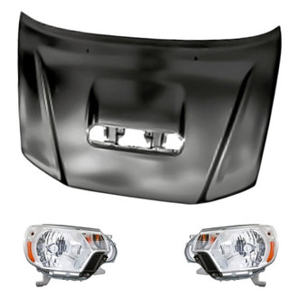 Replacement - 3-Piece Kit (Driver and Passenger Side Headlights, Hood Panel) (Standard Line)
