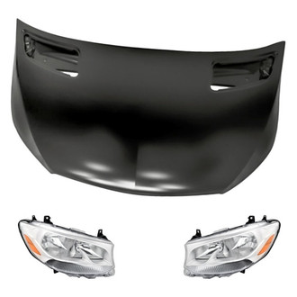 Replacement - 3-Piece Kit (Driver and Passenger Side Headlights, Hood Panel) (Standard Line)