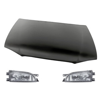 Replacement - 3-Piece Kit (Driver and Passenger Side Headlights, Hood Panel) (Standard Line)