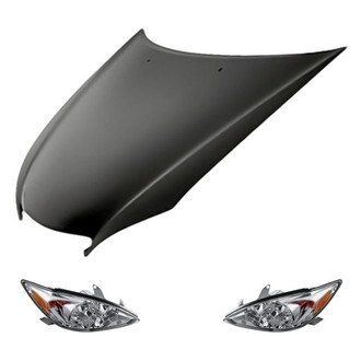 Replacement - 3-Piece Kit (Driver and Passenger Side Headlights, Hood Panel) (Standard Line)