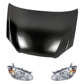 Replacement - 3-Piece Kit (Driver and Passenger Side Headlights, Hood Panel) (Standard Line)