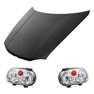 Replacement BNDL-281520 - 3-Piece Kit (Driver and Passenger Side Headlights, Hood Panel) (Standard Line)