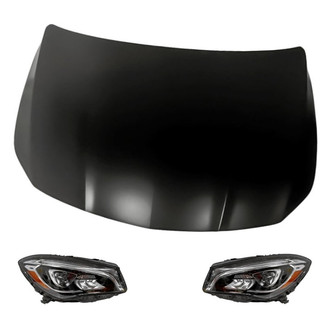 Replacement BNDL-281611 - 3-Piece Kit (Driver and Passenger Side Headlights, Hood Panel) (Standard Line)