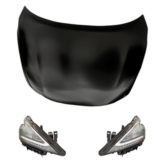 Replacement BNDL-281711 - 3-Piece Kit (Driver and Passenger Side Headlights, Hood Panel) (Standard Line)