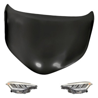 Replacement - 3-Piece Kit (Driver and Passenger Side Headlights, Hood Panel) (Standard Line)
