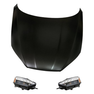 Replacement - 3-Piece Kit (Driver and Passenger Side Headlights, Hood Panel) (Standard Line)
