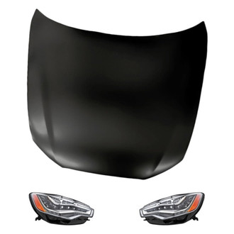 Replacement - 3-Piece Kit (Driver and Passenger Side Headlights, Hood Panel) (Standard Line)