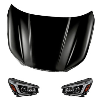 Replacement - 3-Piece Kit (Driver and Passenger Side Headlights, Hood Panel) (Standard Line)