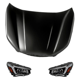 Replacement - 3-Piece Kit (Driver and Passenger Side Headlights, Hood Panel) (Standard Line)