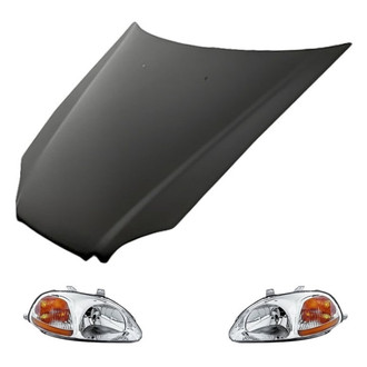 Replacement - 3-Piece Kit (Driver and Passenger Side Headlights, Hood Panel) (Standard Line)