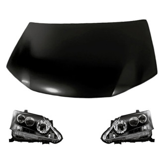 Replacement - 3-Piece Kit (Driver and Passenger Side Headlights, Hood Panel) (Standard Line)