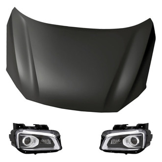 Replacement - 3-Piece Kit (Driver and Passenger Side Headlights, Hood Panel) (Standard Line)