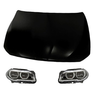 Replacement BNDL-281996 - 3-Piece Kit (Driver and Passenger Side Headlights, Hood Panel) (Standard Line)