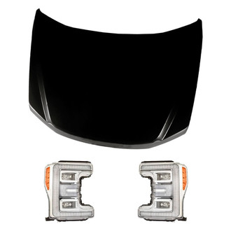 Replacement - 3-Piece Kit (Driver and Passenger Side Headlights, Hood Panel) (Standard Line)