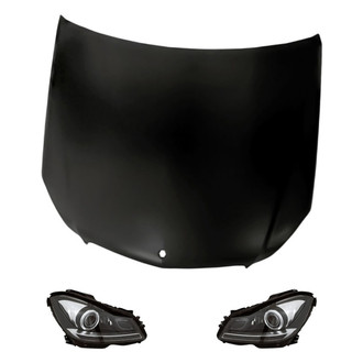 Replacement - 3-Piece Kit (Driver and Passenger Side Headlights, Hood Panel) (Standard Line)