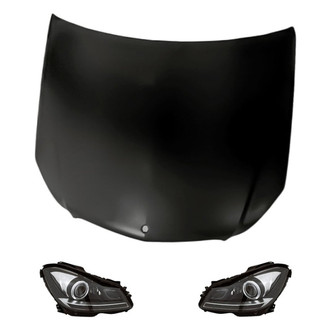 Replacement - 3-Piece Kit (Driver and Passenger Side Headlights, Hood Panel) (Standard Line)