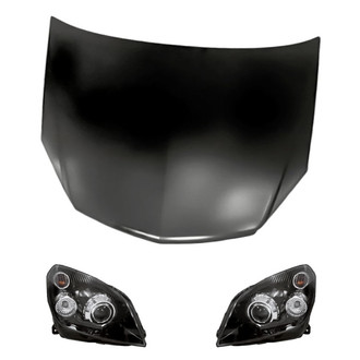 Replacement - 3-Piece Kit (Driver and Passenger Side Headlights, Hood Panel) (Standard Line)