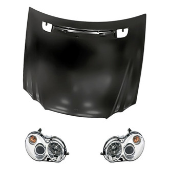 Replacement - 3-Piece Kit (Driver and Passenger Side Headlights, Hood Panel) (Standard Line)