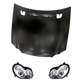 Replacement BNDL-282281 - 3-Piece Kit (Driver and Passenger Side Headlights, Hood Panel) (Standard Line)
