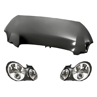 Replacement - 3-Piece Kit (Driver and Passenger Side Headlights, Hood Panel) (Standard Line)