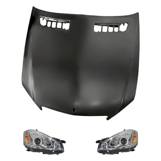 Replacement BNDL-282299 - 3-Piece Kit (Driver and Passenger Side Headlights, Hood Panel) (Standard Line)