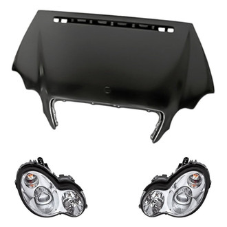Replacement - 3-Piece Kit (Driver and Passenger Side Headlights, Hood Panel) (Standard Line)