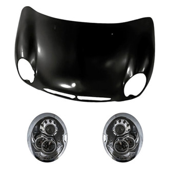 Replacement - 3-Piece Kit (Driver and Passenger Side Headlights, Hood Panel) (Standard Line)