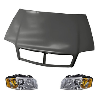 Replacement - 3-Piece Kit (Driver and Passenger Side Headlights, Hood Panel) (Standard Line)