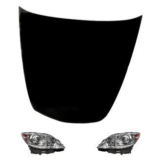 Replacement - 3-Piece Kit (Driver and Passenger Side Headlights, Hood Panel) (Standard Line)