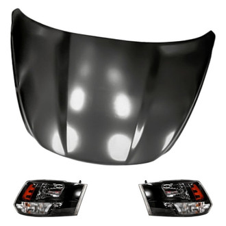 Replacement - 3-Piece Kit (Driver and Passenger Side Headlights, Hood Panel) (Standard Line)