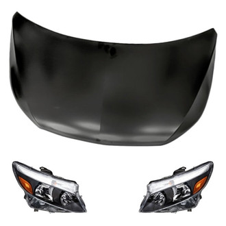 Replacement - 3-Piece Kit (Driver and Passenger Side Headlights, Hood Panel) (Standard Line)