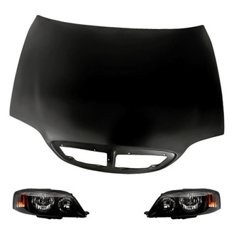 Replacement - 3-Piece Kit (Driver and Passenger Side Headlights, Hood Panel) (Standard Line)