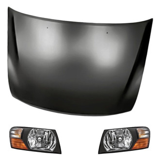 Replacement - 3-Piece Kit (Driver and Passenger Side Headlights, Hood Panel) (Standard Line)