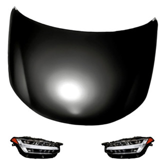 Replacement - 3-Piece Kit (Driver and Passenger Side Headlights, Hood Panel) (Standard Line)