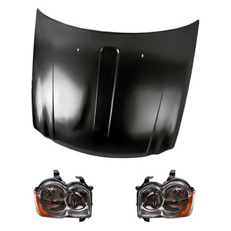Replacement BNDL-282600 - 3-Piece Kit (Driver and Passenger Side Headlights, Hood Panel) (Standard Line)