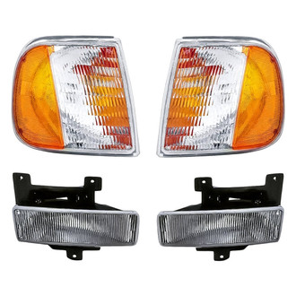 Replacement - 4-Piece Kit (Driver and Passenger Side Fog Lights, Driver and Passenger Side Turn Signal/Corner Lights Lens and Housing) (Standard Line)