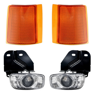 Replacement - 4-Piece Kit (Driver and Passenger Side Fog Lights, Driver and Passenger Side Upper Reflectors) (Standard Line)