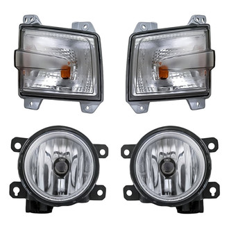Replacement - 4-Piece Kit (Driver and Passenger Side Fog Lights Lens and Housing, Driver and Passenger Side Turn Signal/Parking Lights) (Standard Line)