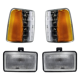Replacement - 4-Piece Kit (Driver and Passenger Side Fog Lights, Driver and Passenger Side Turn Signal/Parking Lights Lens and Housing) (Standard Line)
