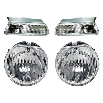 Replacement - 4-Piece Kit (Driver and Passenger Side Fog Lights Lens and Housing, Driver and Passenger Side Turn Signal/Parking Lights) (Standard Line)
