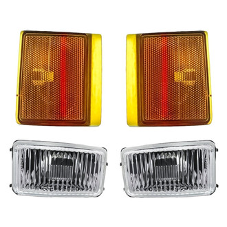 Replacement - 4-Piece Kit (Driver and Passenger Side Fog Lights Lens and Housing, Driver and Passenger Side Lower Side Marker Lights) (Standard Line)