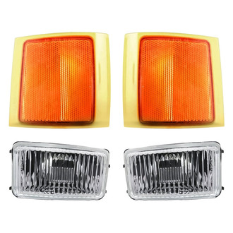 Replacement - 4-Piece Kit (Driver and Passenger Side Fog Lights Lens and Housing, Driver and Passenger Side Upper Reflectors) (Standard Line)
