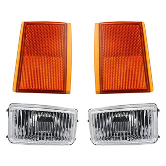 Replacement - 4-Piece Kit (Driver and Passenger Side Fog Lights Lens and Housing, Driver and Passenger Side Upper Reflectors) (Standard Line)