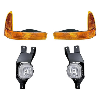 Replacement - 4-Piece Kit (Driver and Passenger Side Fog Lights, Driver and Passenger Side Turn Signal/Parking Lights) (CAPA Certified)