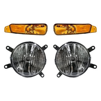 Replacement - 4-Piece Kit (Driver and Passenger Side Fog Lights, Driver and Passenger Side Turn Signal/Parking Lights) (CAPA Certified)